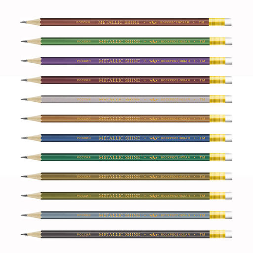 ВКФ Metallic shine MS04 Карандаш графитный с ластиком заточенный ТМ (HB) 72 шт