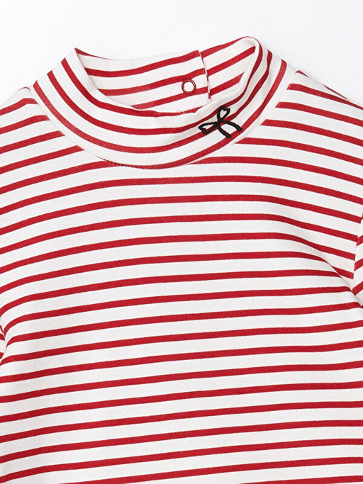 Yar?m Bal?k?? Yaka ?izgili K?z ?ocuk Ti??rt