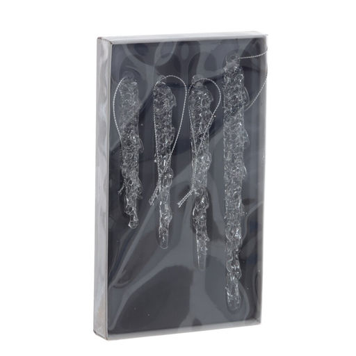 Набор из 4шт Украшение новогоднее "Сосулька", L2,5 W2,5 H17,5 см