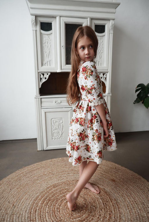 Платье МТ-422 лен букет бежевый