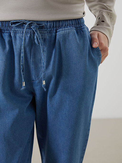 Beli Lastikli Straight Fit Kad?n Jean Pantolon