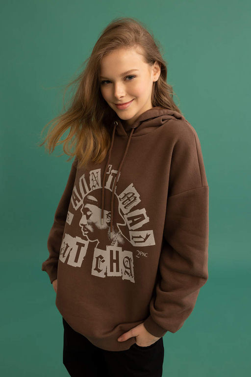 Толстовка с капюшоном Cool Tupac Oversize - Defacto фото 2