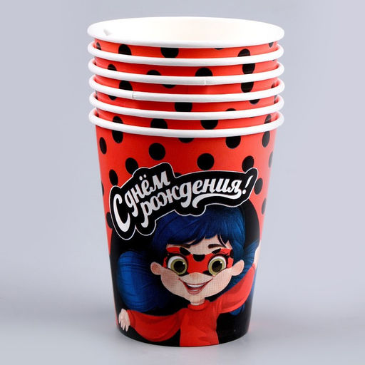 Посуда одноразовая бумажная «С днём рождения!», 6 тарелок, 6 стаканов