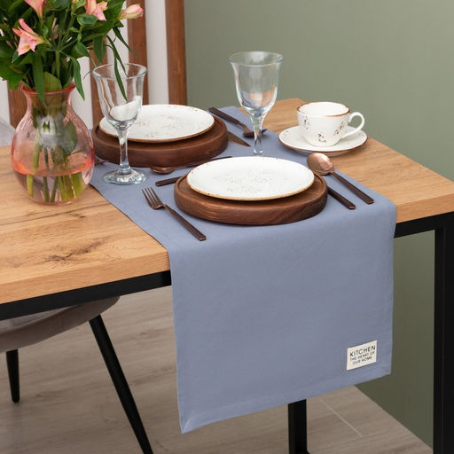 Дорожка на стол «Этель» Kitchen 40×150±5 см, 100% хлопок, саржа 220 г/м², синяя