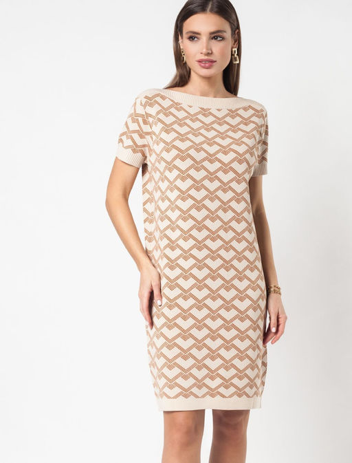 Эластичное платье из вискозы двухцветной вязки - Vilatte фото 5