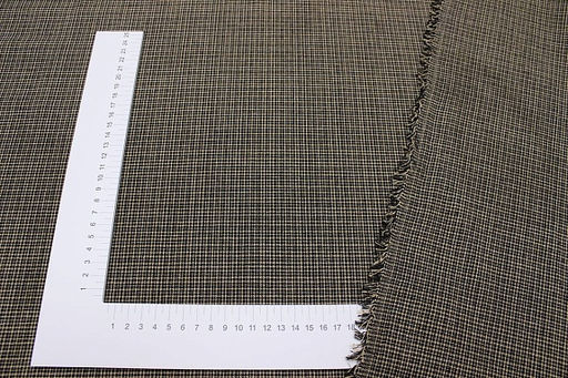 Пестрядь Мелкая клетка цв.бежевый/черный-2, СОРТ2, ш.1.45м, хлопок-95%, п/э-5%,140гр/м.кв - Купава фото 3