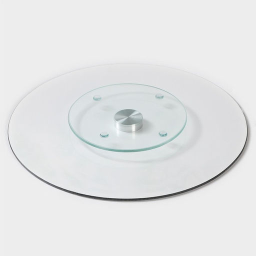 Подставка для торта Доляна «Марбл чёрный», d=32 см, вращающаяся, стекло, чёрная