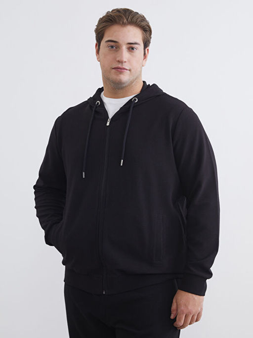 Kap??onlu Uzun Kollu Erkek Fermuarl? Sweatshirt