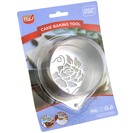 Форма для гарниров, салатов, кондитерских изделий д7,8см h4см + трафарет д8,5см, нержавеющая сталь Роза в блистере (Китай) - Домашняя мода фото 2