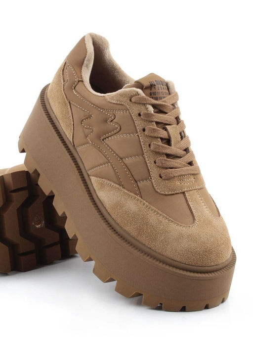 04-P117-2C BEIGE Кроссовки демисезонные женские (натуральная замша, натуральная кожа, текстиль)