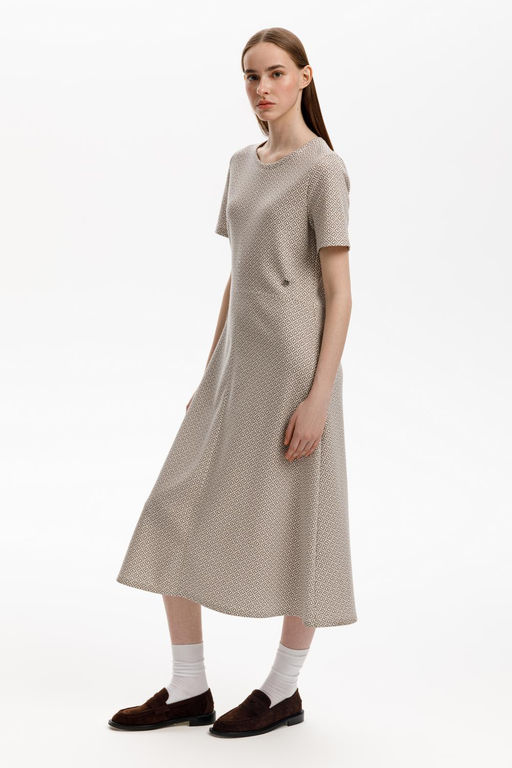 ЕВТ 5077/перламутровое облако,3Д квадраты платье жен