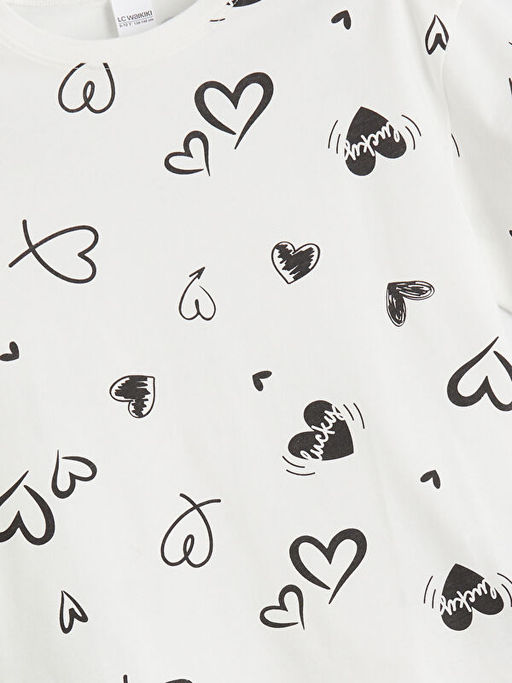 Kalp Desenli K?z ?ocuk ?ortlu Pijama Tak?m?