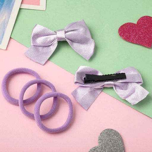 Набор для волос «Кокетка», 3 резинки, 2 зажима, атлас, сиреневый