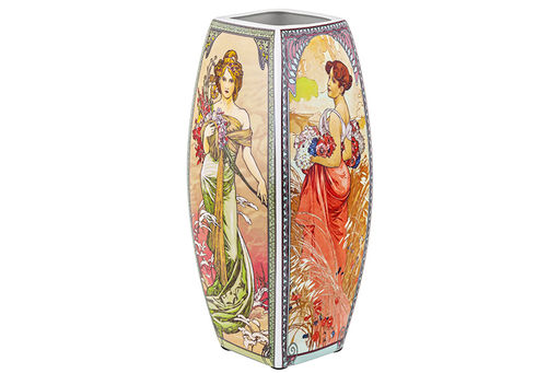 Ваза 3 л 12,5*12,5*30 см "Времена года" квадрат, NEW BONE CHINA