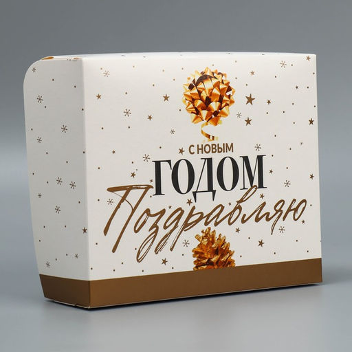 Цена за 5 шт. Упаковка для кондитерских изделий «С Новым годом!», 20 х 17 х 6 см