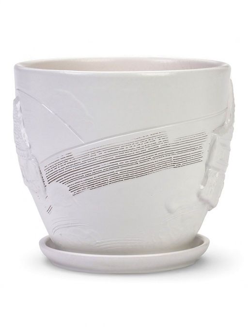 Горшок цветочный с поддоном 2,5 л, d18/h16 см белый керамика, "Голландия" (М)