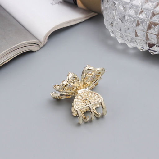 Цена за 6 шт. Крабик для волос «Доротеа», бабочка элит, 3.5 см, золото