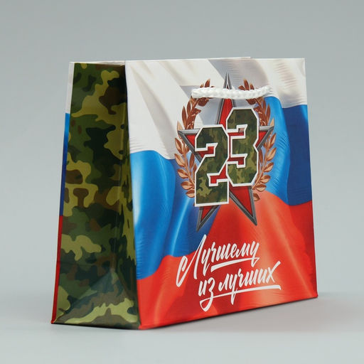 Цена за 3 шт. Пакет подарочный ламинированный, упаковка, «С 23 февраля», S 15×12×5.5 см