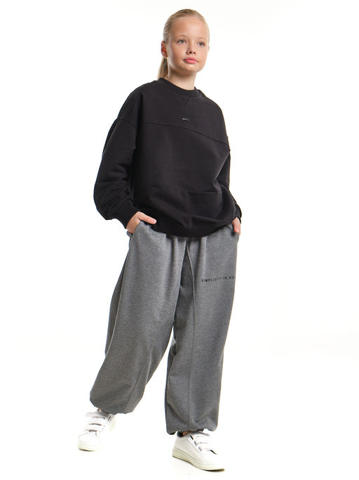 Брюки с принтом из футера UD 8021 графит меланж - Mini maxi фото 10