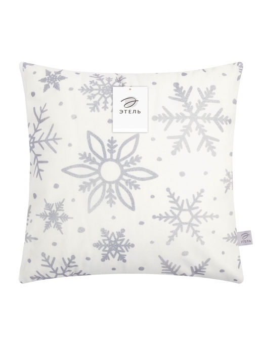 Наволочка декоративная новогодняя Этель. Снежинки 40?40 см, 100% п/э