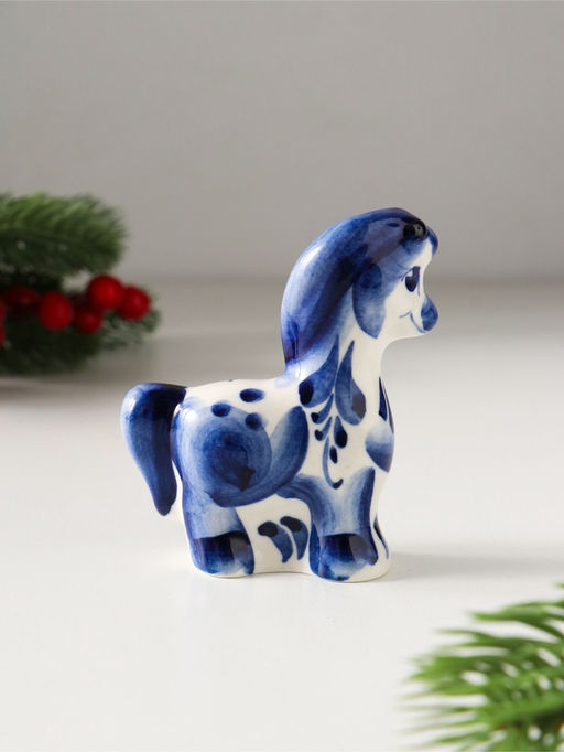 Фигурка фарфор «Лошадь Грива», 7.5×6.5×2.5 см, гжель