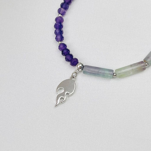 Браслет из Флюорита и Аметиста с подвеской 16,5 см +