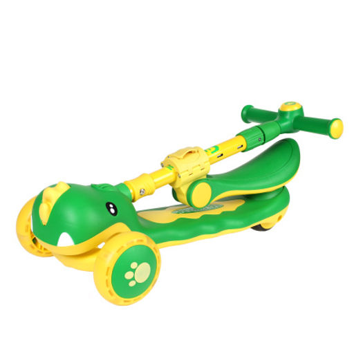 Самокат 3-х колесный SCOOTER Дино / 8101 /уп 8/ зелёный - Галеонтрейд фото 3