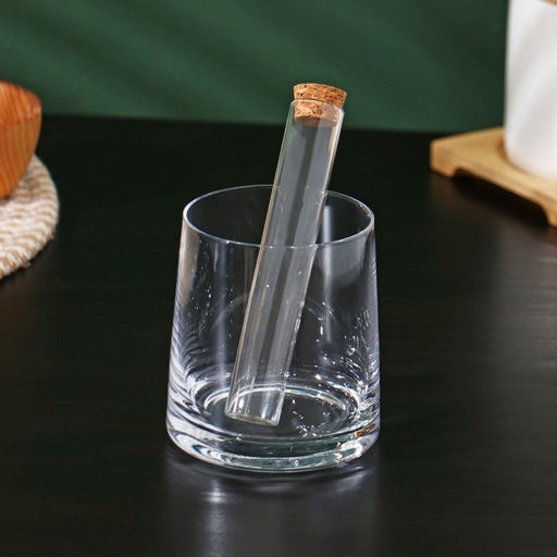 Колба стеклянная для заваривания с пробкой из бамбука «Алхимия», 2×12 см, набор, 12 шт.