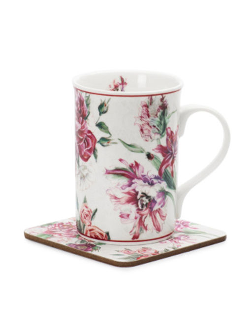 Кружка RED BLOSSOM 330мл с ложечкой и подставкой - SIJ фото 3