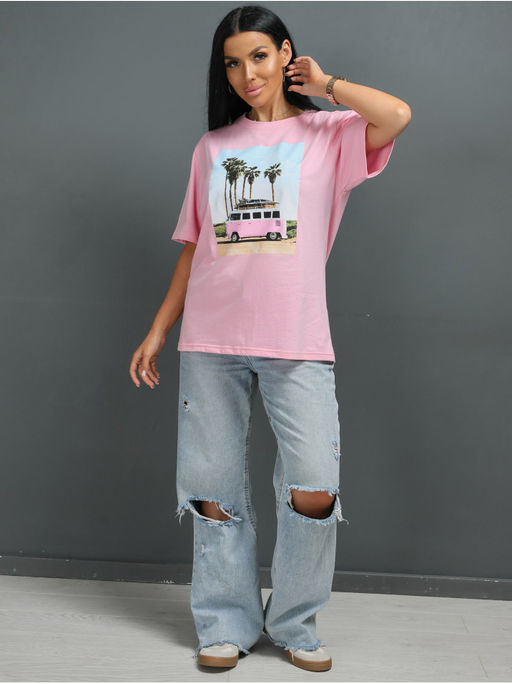 Футболка Пальма розовый женская - София фото 10