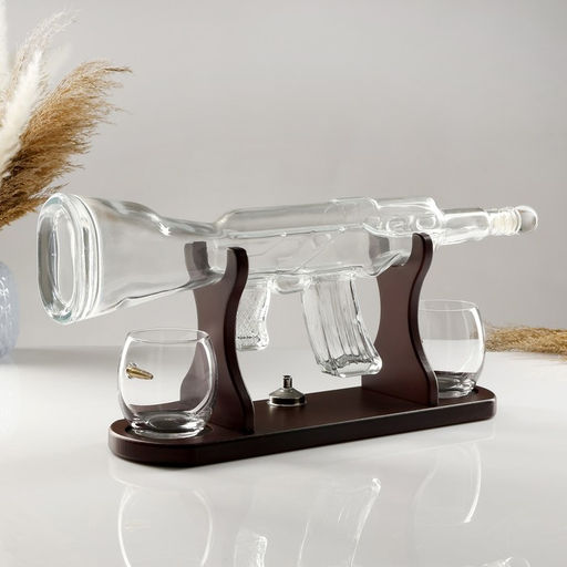 Мини-Бар Автомат, на подставке, на 2 персоны, штоф - 800 мл, стаканы 330 мл, 53?7?23 см, стекло, дерево