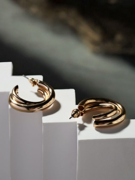 Серьги металл Переплетение тренд, цвет золото - Qf фото 4