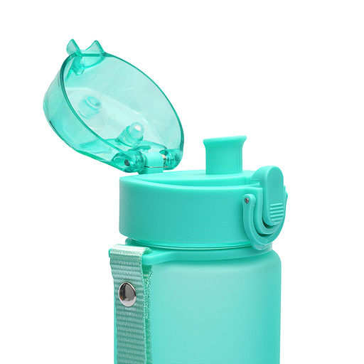 Бутылка "Pastel" 400 мл, 18x6,5 см, пластиковая, с диффузором, матовая, бирюзовая, с нескользящим покрытием и текстильной петлей