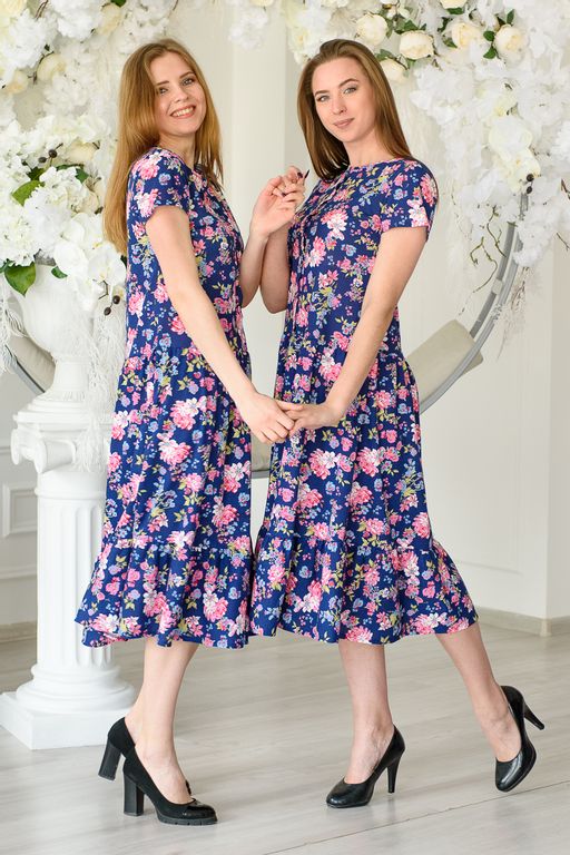 Платье женское из кулирки Кармелита розовые розы - Амадэль фото 3