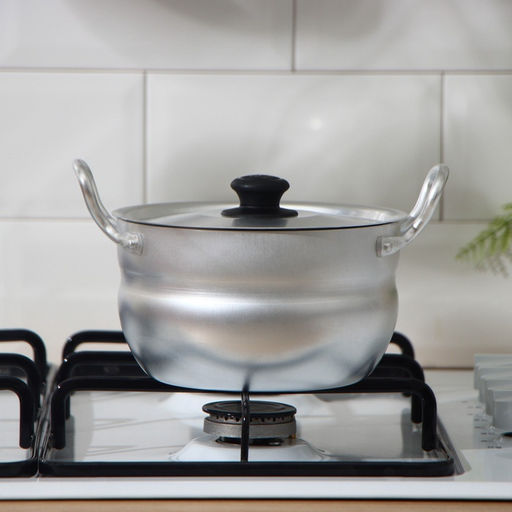 Цена за 4 шт. Кастрюля, 1.7 л, d=16 см, с крышкой, штампованный алюминий, серебристая