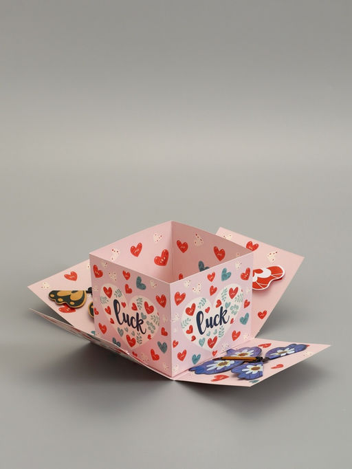 Коробка подарочная "Бабочки, Удачи" 14,5 х 14,5 х 12,7 см