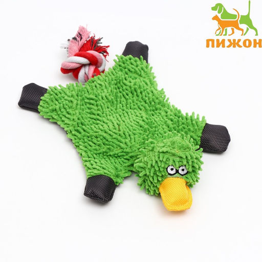 Игрушка текстильная Косматая утка , 32 х 19 см, зелёная