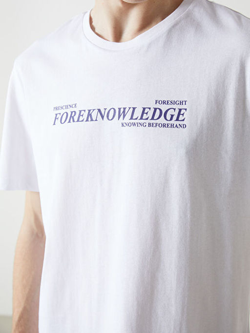 Bisiklet Yaka K?sa Kollu Bask?l? Penye Erkek Ti??rt