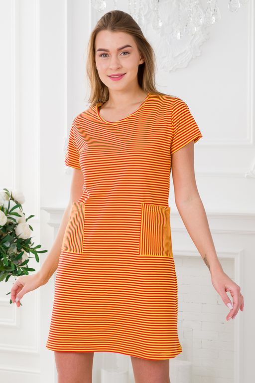 Туника женская из кулирки Руслана красная полоса на жёлтом - Амадэль фото 20