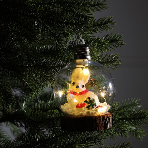 Ёлочный шар Зайка, 10х13 см, 1 LED, от батареек, свечение тёплое белое - Luazon lighting фото 6
