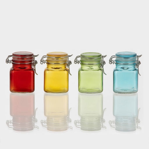 Банка для хранения сыпучих «Квадрат», 100 мл, 5.5×8 см, с бугельным замком, стекло, МИКС