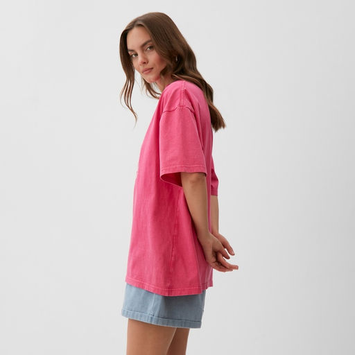 Футболка из вареного хлопка женская MIST Streetwear, розовая, размер S