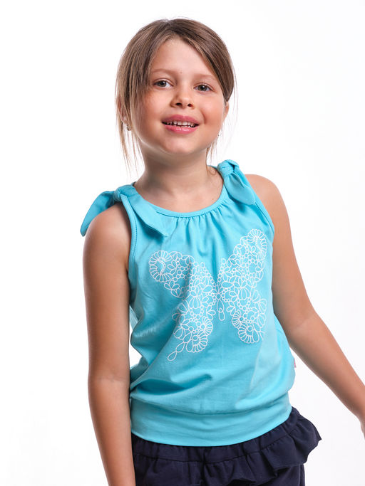 Футболка-топ UD 0359 голубой/белый кант - Mini maxi фото 33