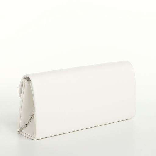 Сумка-клатч женская вечерняя на магните, на длинной цепочке, с декоративным бантом, белая