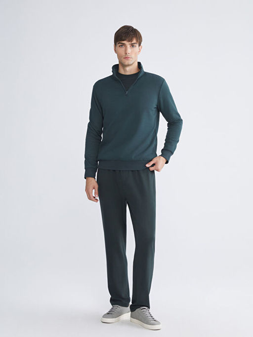 Dik Yaka Uzun Kollu Erkek Kal?n Sweatshirt