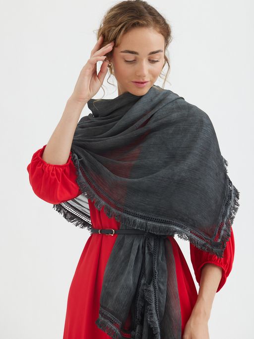 Большой красивый палантин из жатой ткани - Tantino фото 8