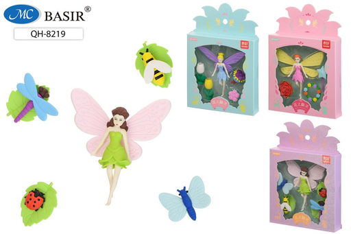 Набор ластиков 4шт. "КОНСТРУКТОР. Фея" в ассорт. (QH-8219) в подарочной уп. 14*13см