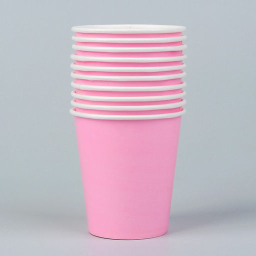 Цена за 8 шт. Стакан одноразовый бумажный, однотонный, цвет розовый, 205 мл