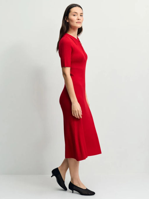 Вязаное платье поло из вискозы / Zarina  фото 3