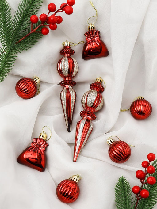 Ёлочные игрушки Зима в подарках, 60 шт., красный - Зимнее волшебство фото 13